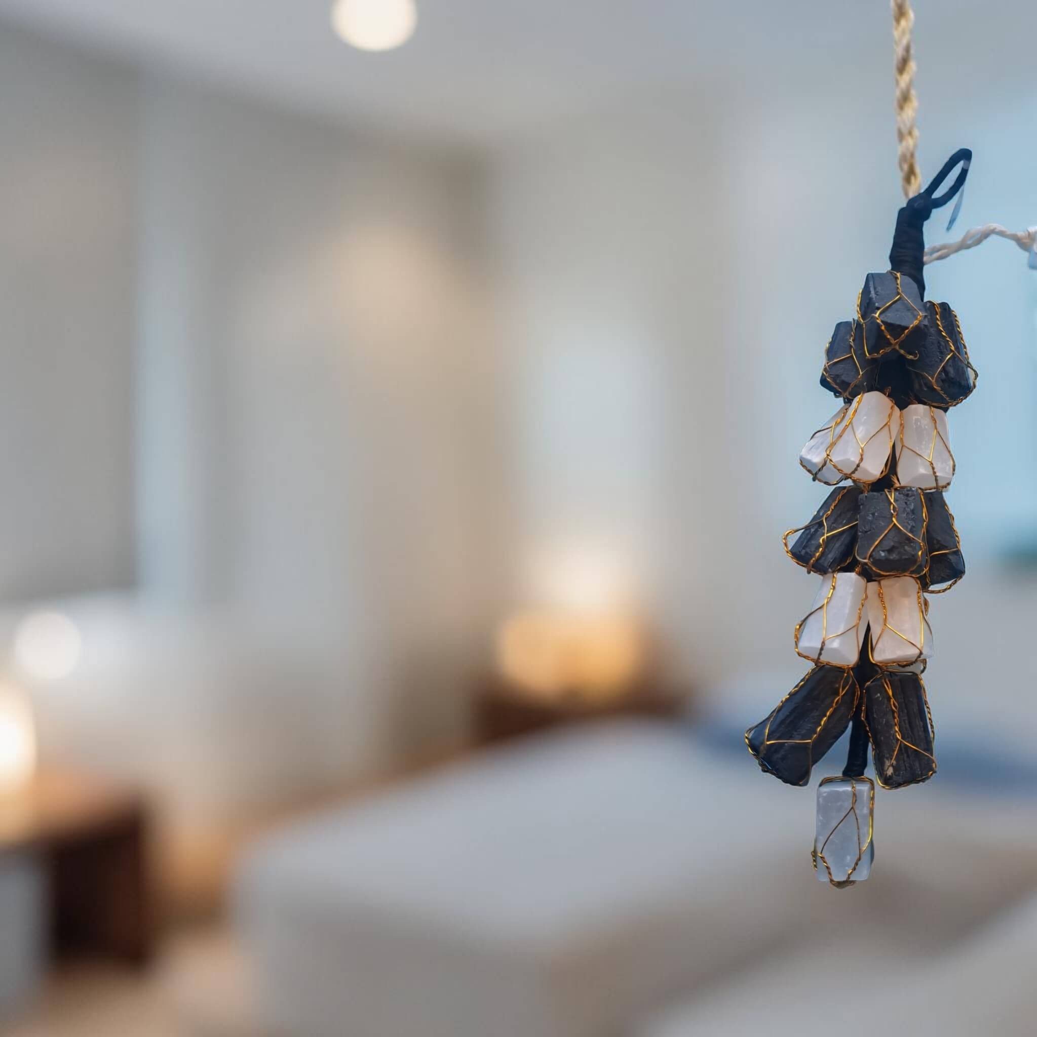 Black Tourmaline & Selenite Hanging
