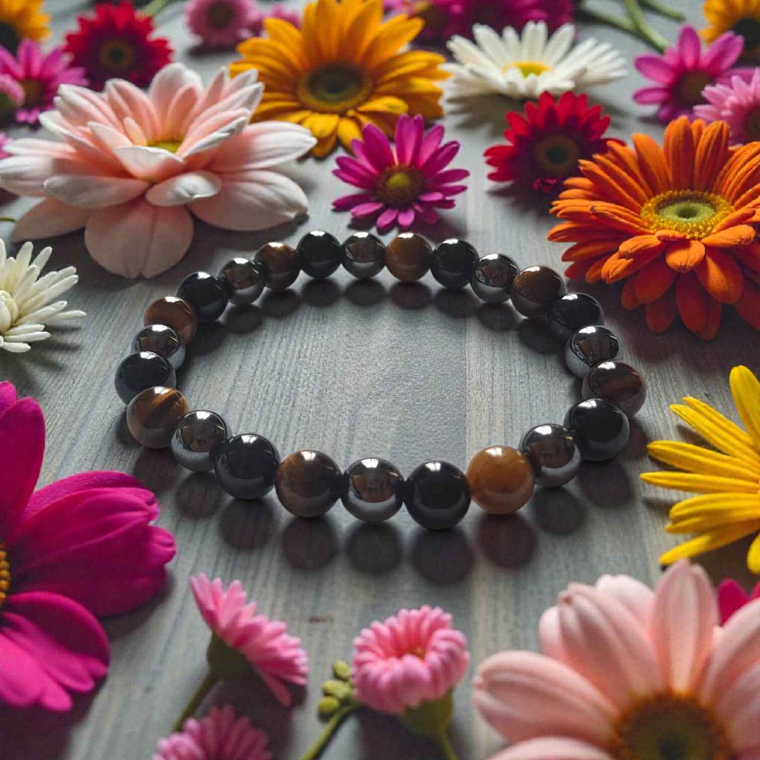 🖤 Triple Protection Crystal Bracelet - Grounding, Protection & Courage Trio 🛡️